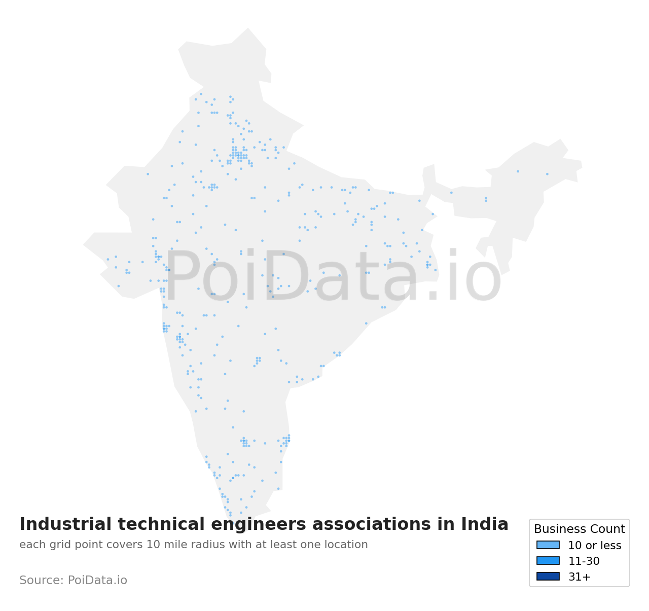 Industrial technical engineers association density map for India