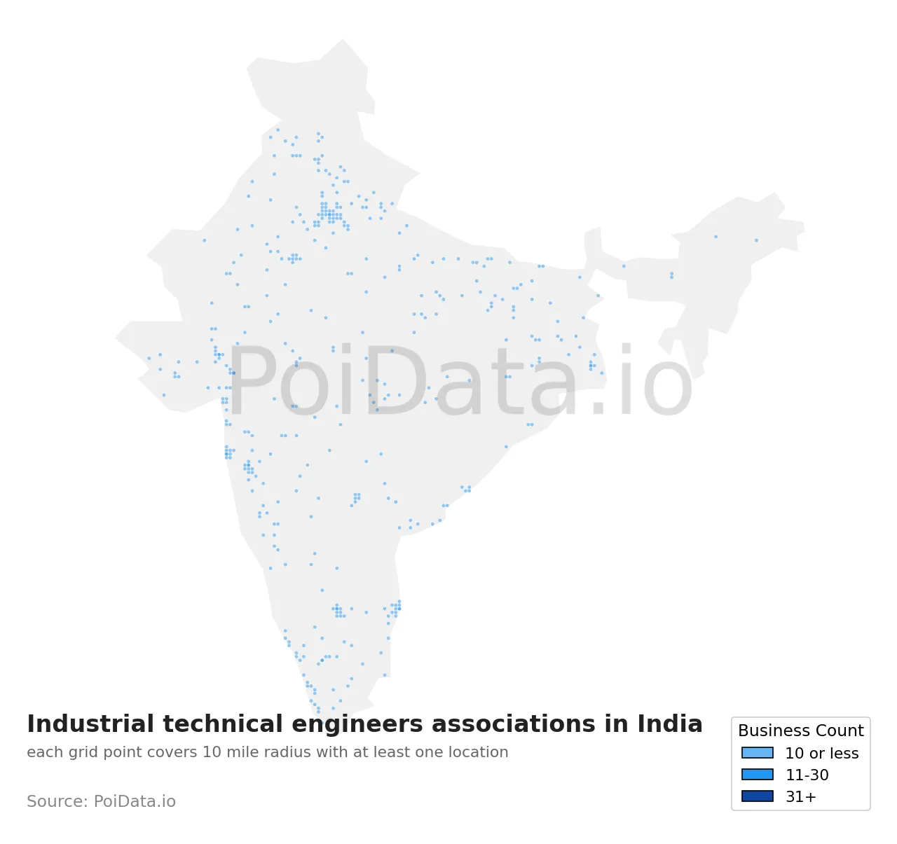 Industrial technical engineers association density map for India