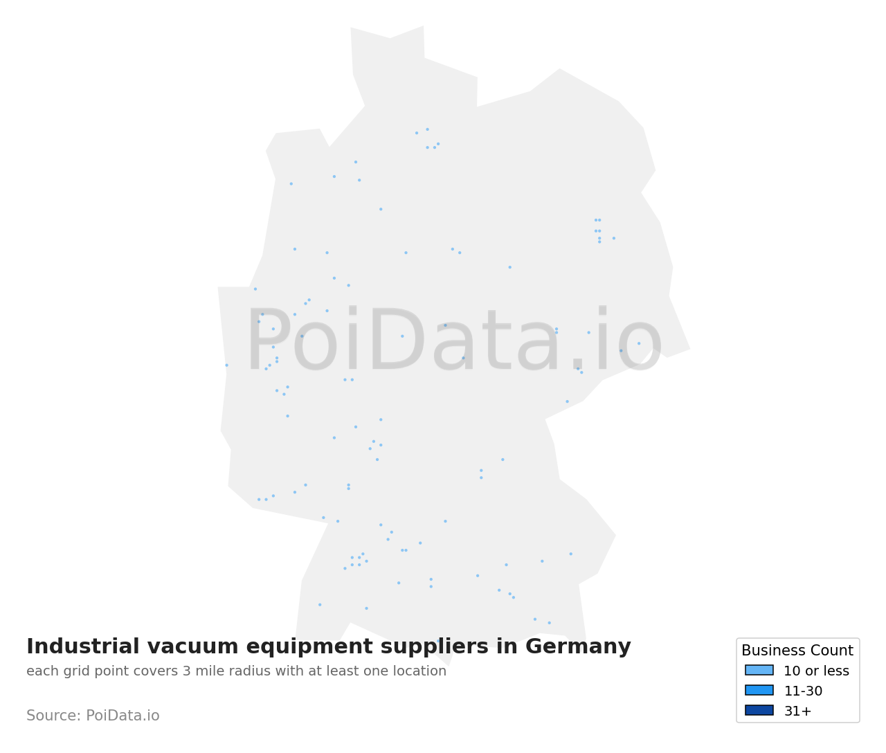 Industrial vacuum equipment supplier density map for Germany