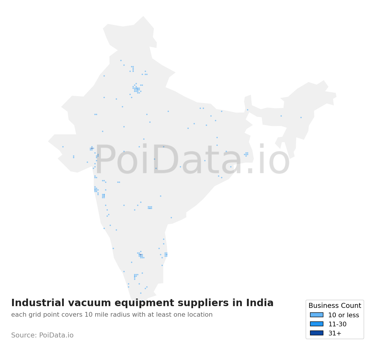 Industrial vacuum equipment supplier density map for India