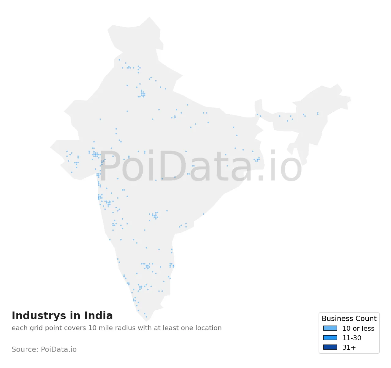 Industry density map for India