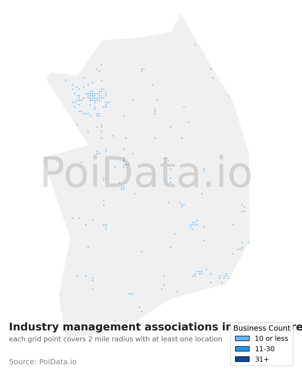 Industry management association density map for South Korea