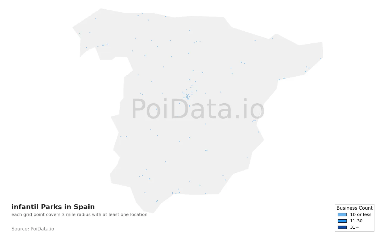 infantil Park density map for Spain