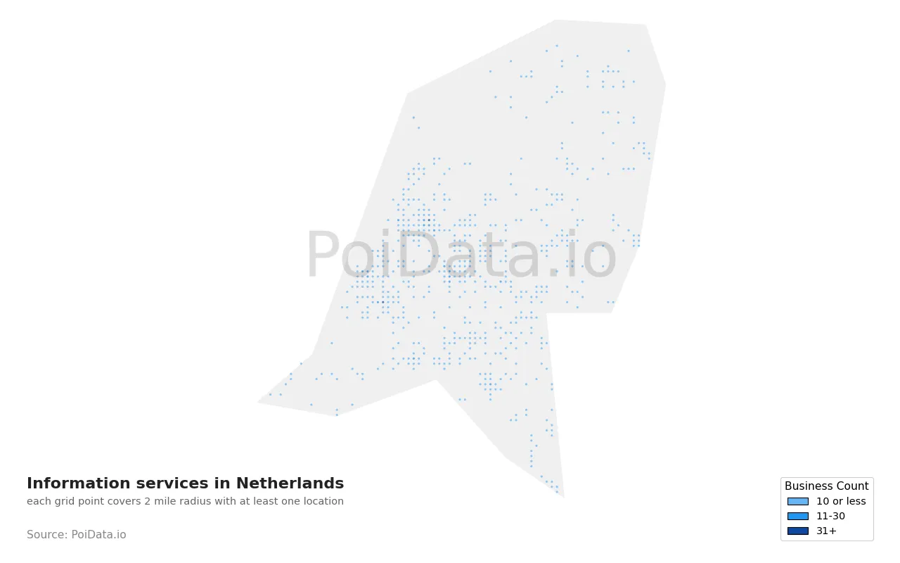 Information services density map for Netherlands