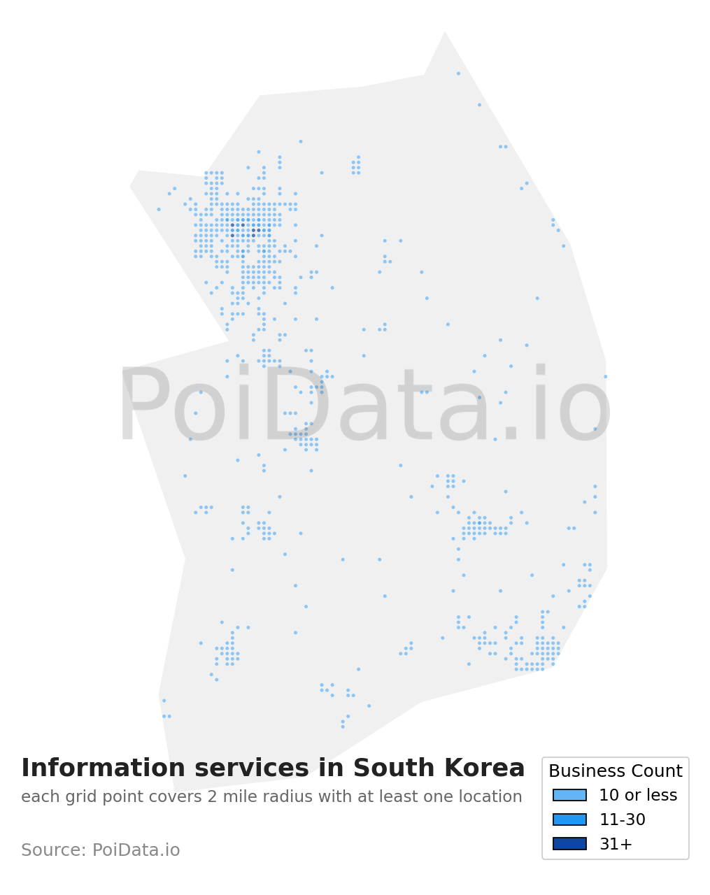 Information services density map for South Korea