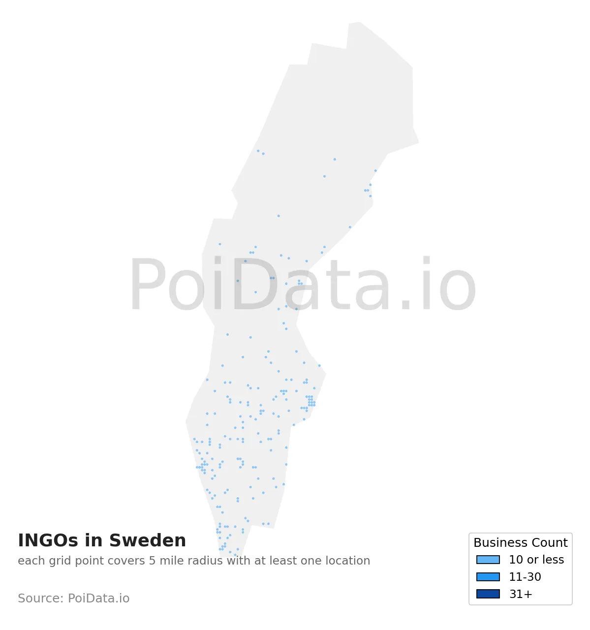 INGO density map for Sweden