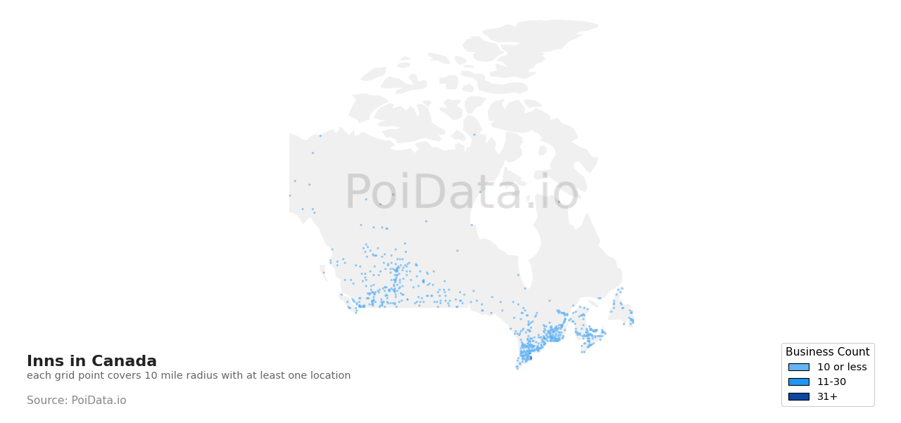 Inn density map for Canada