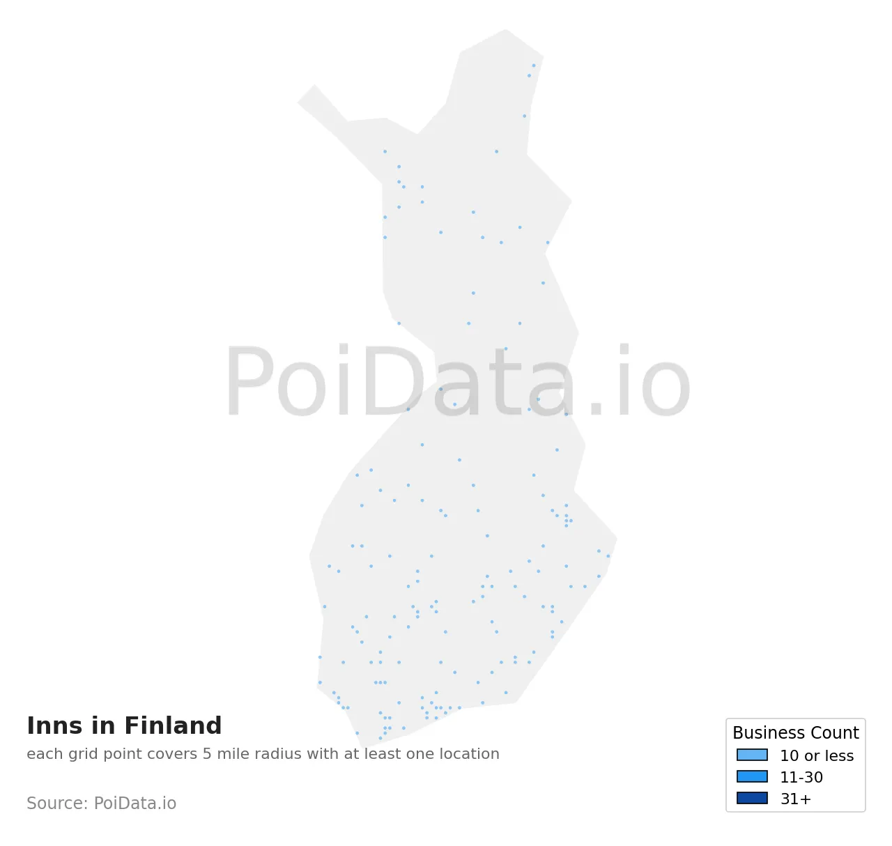 Inn density map for Finland