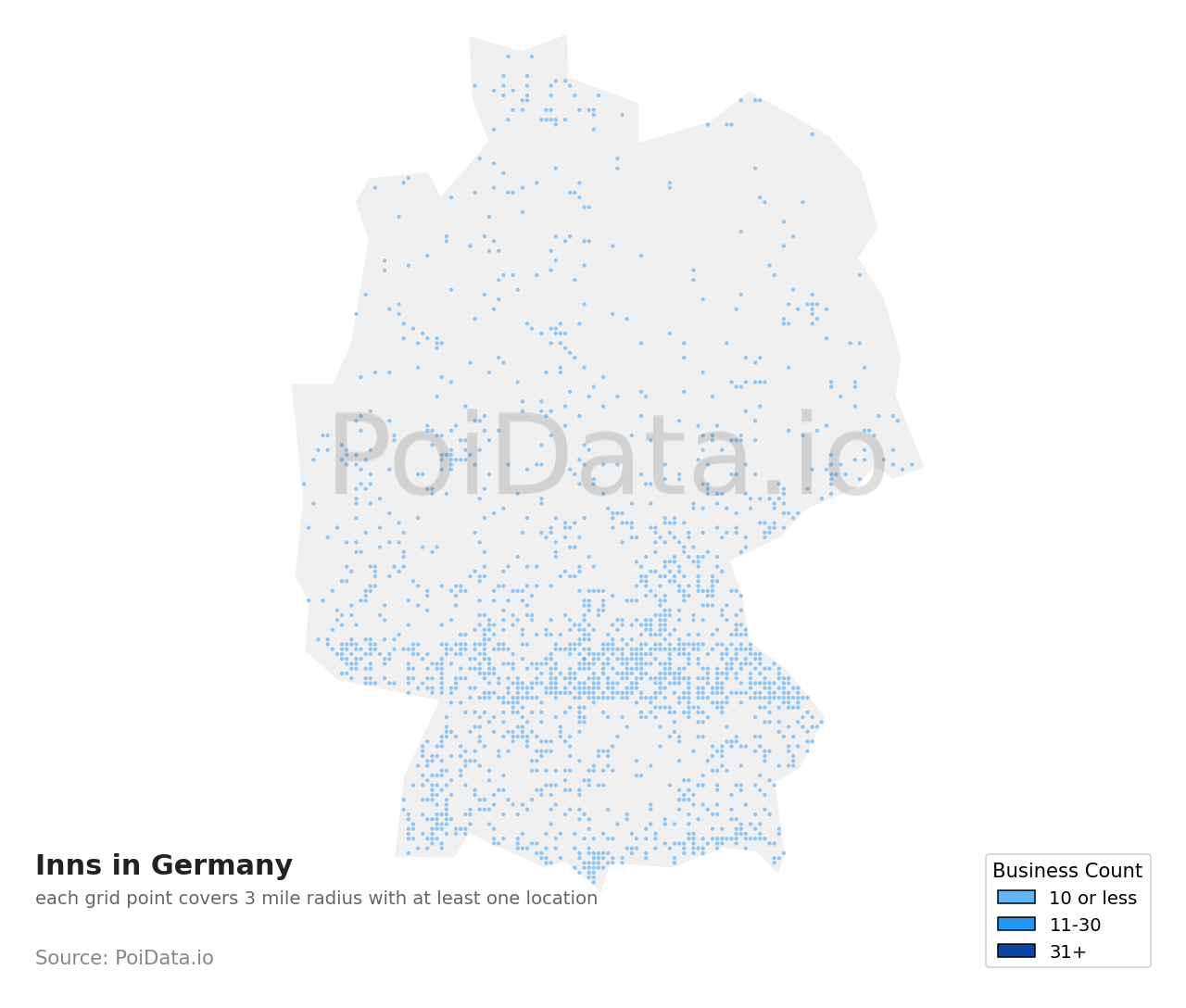 Inn density map for Germany