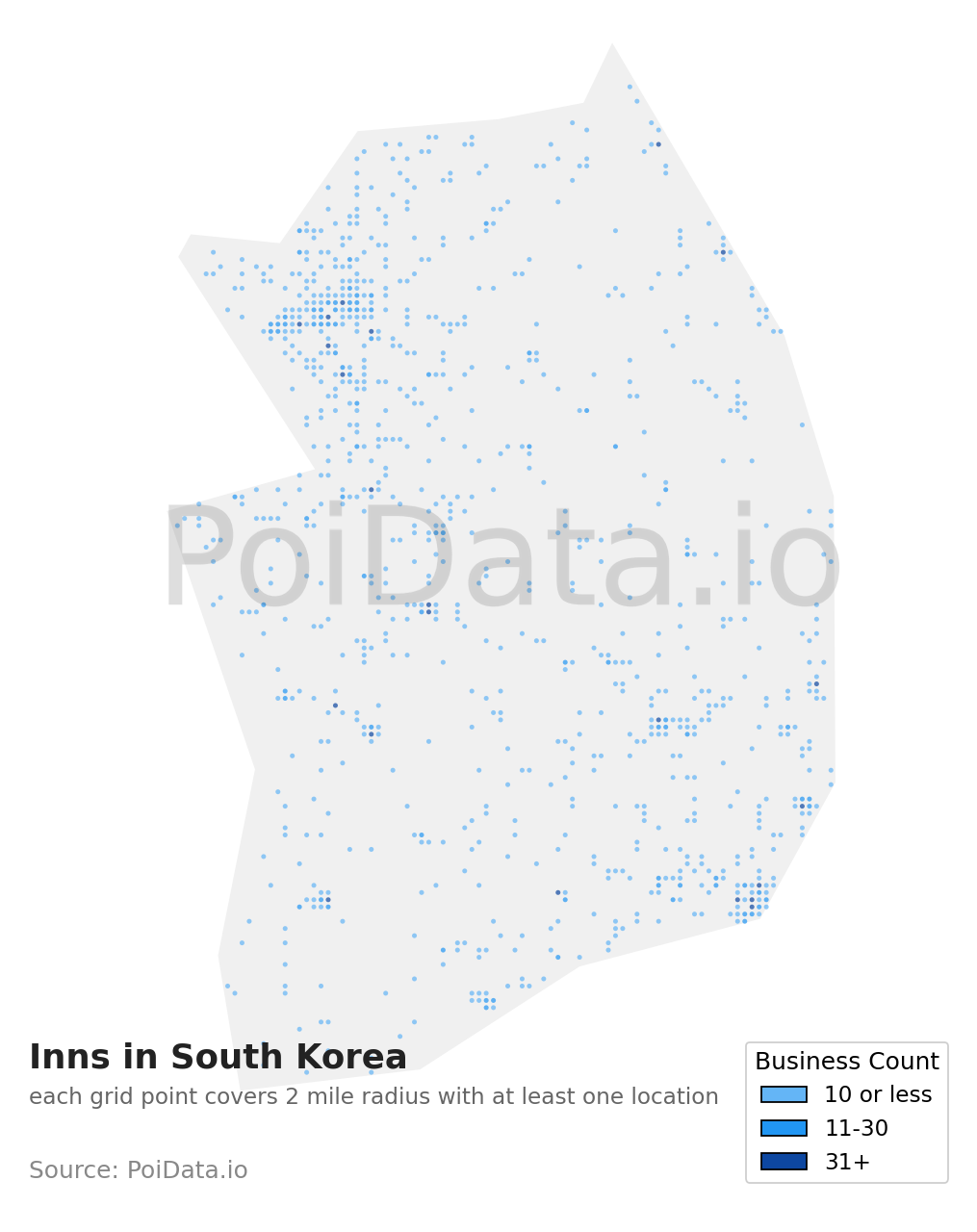 Inn density map for South Korea
