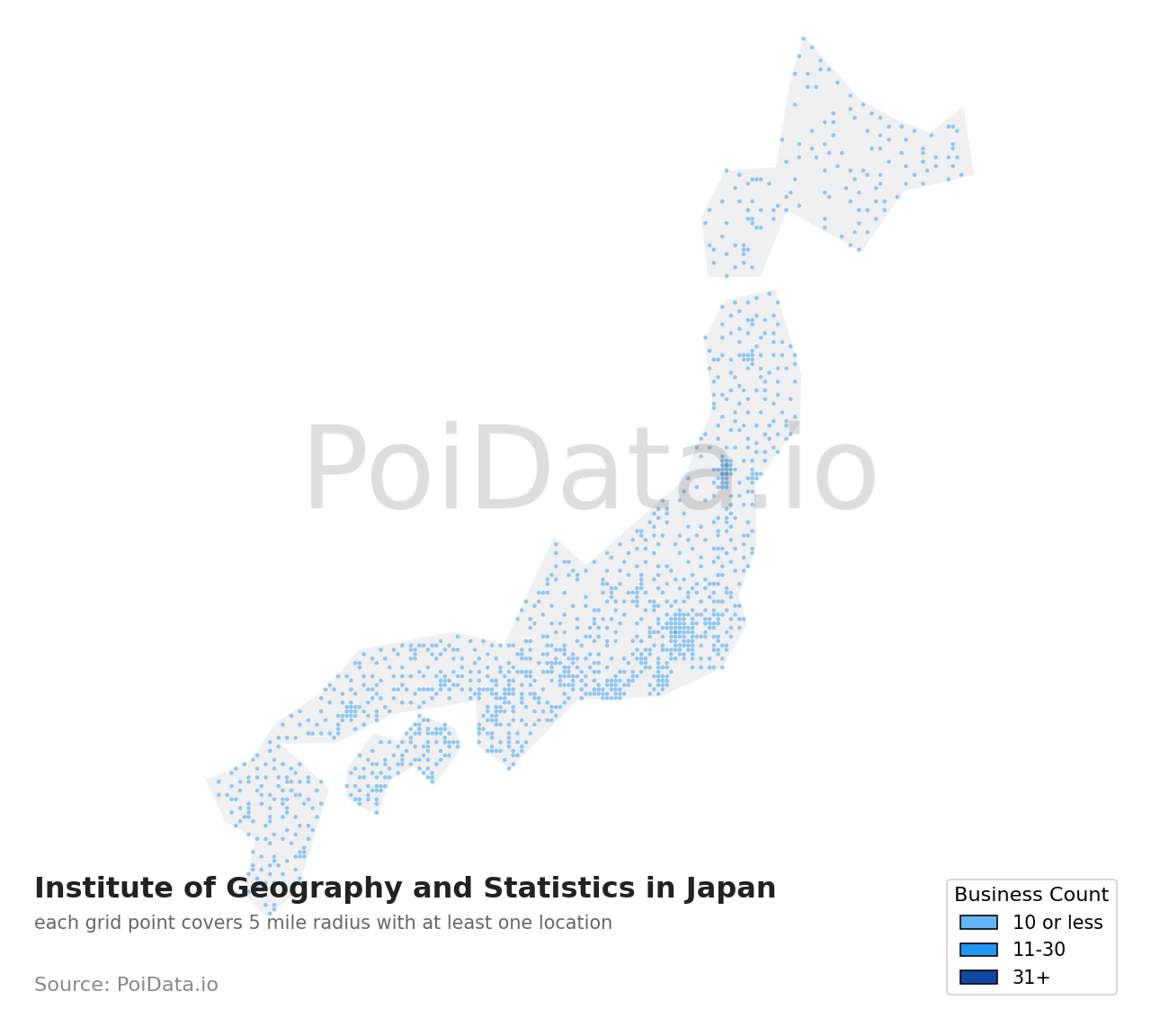 Institute of Geography and Statistics density map for Japan