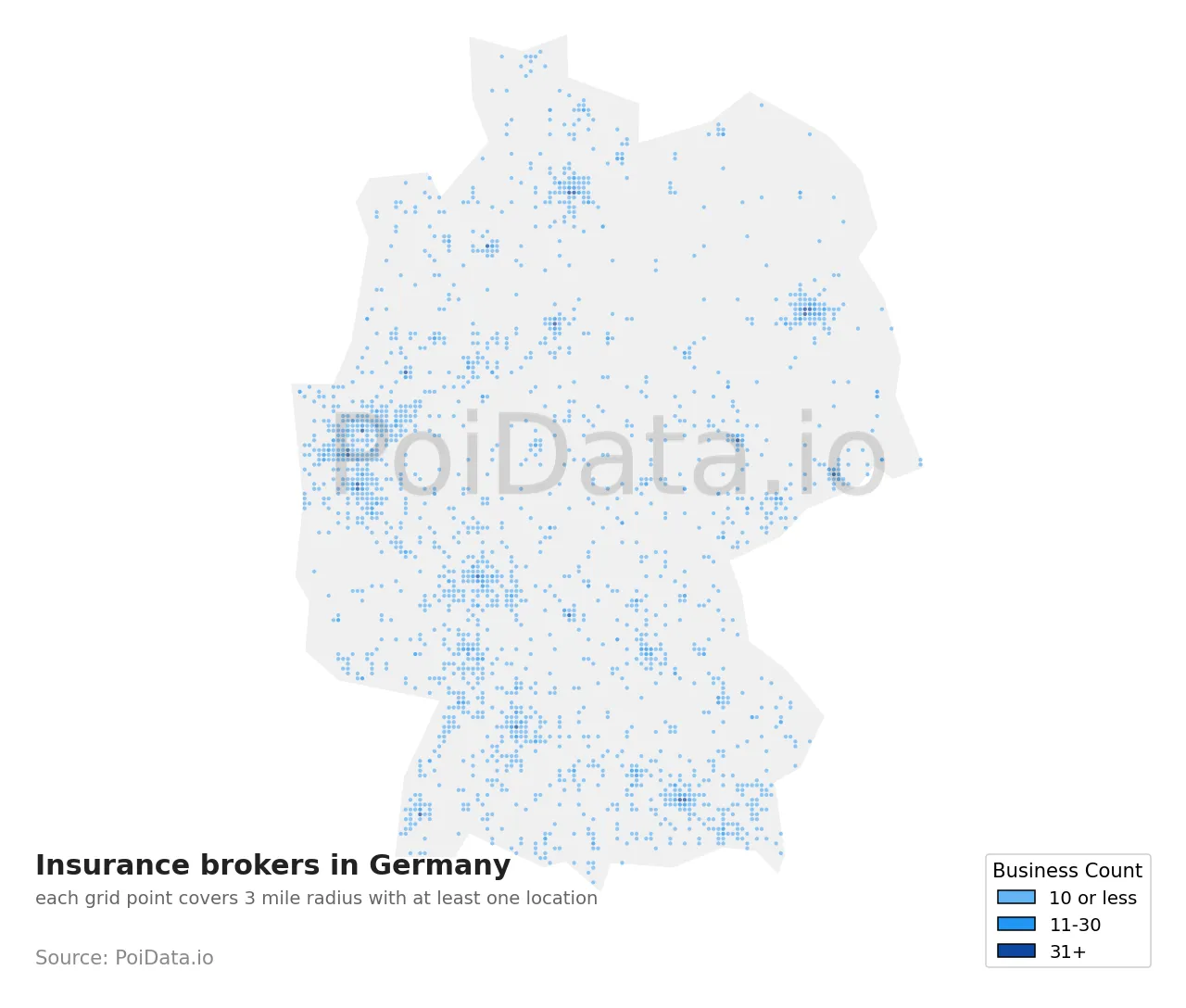 Insurance broker density map for Germany