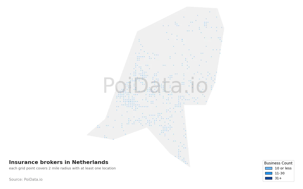 Insurance broker density map for Netherlands