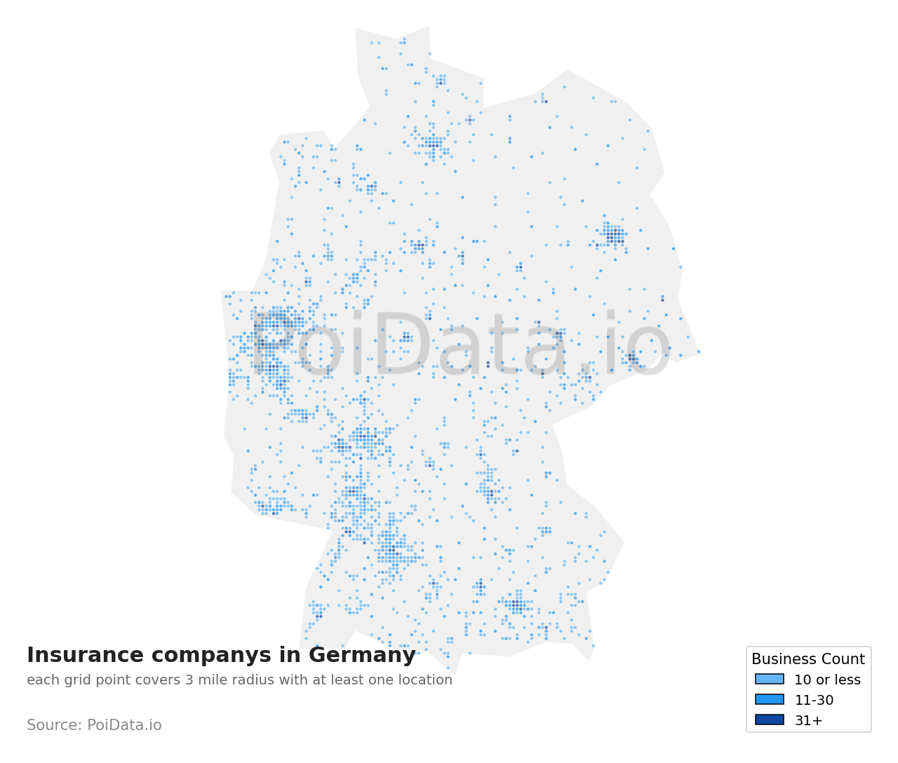 Insurance company density map for Germany