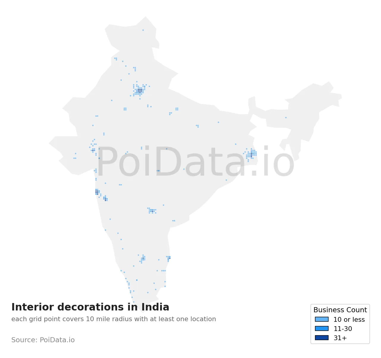 Interior decoration density map for India