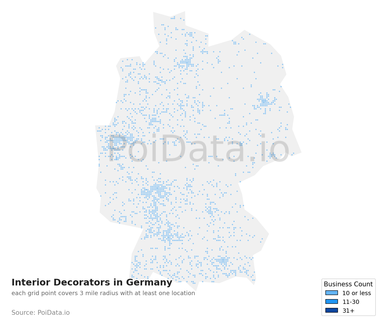 Interior Decorator density map for Germany