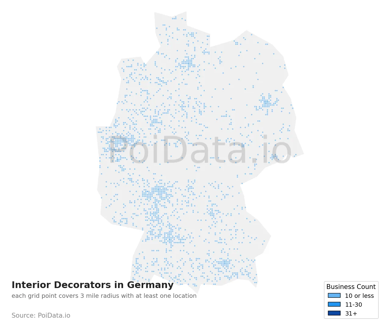 Interior Decorator density map for Germany