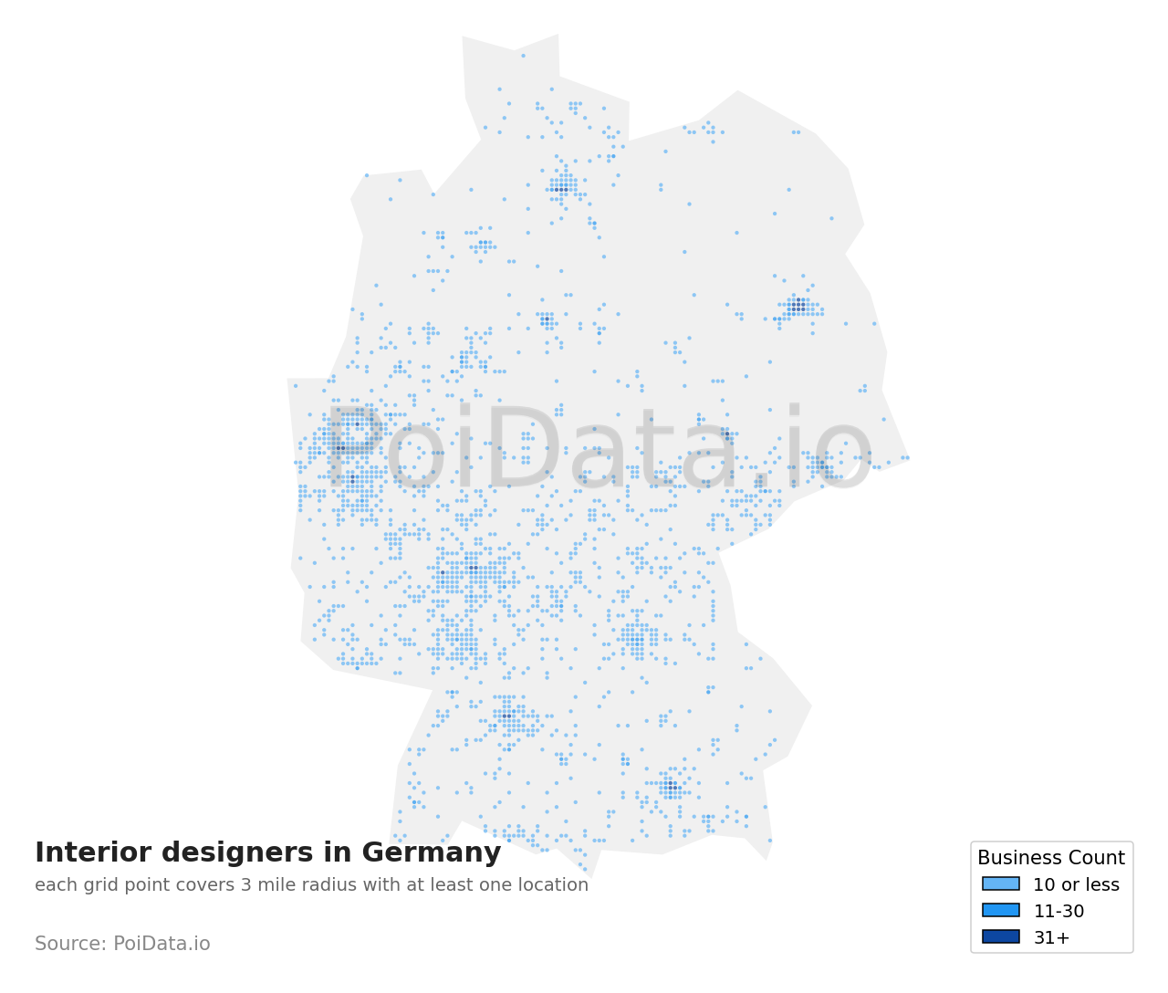 Interior designer density map for Germany