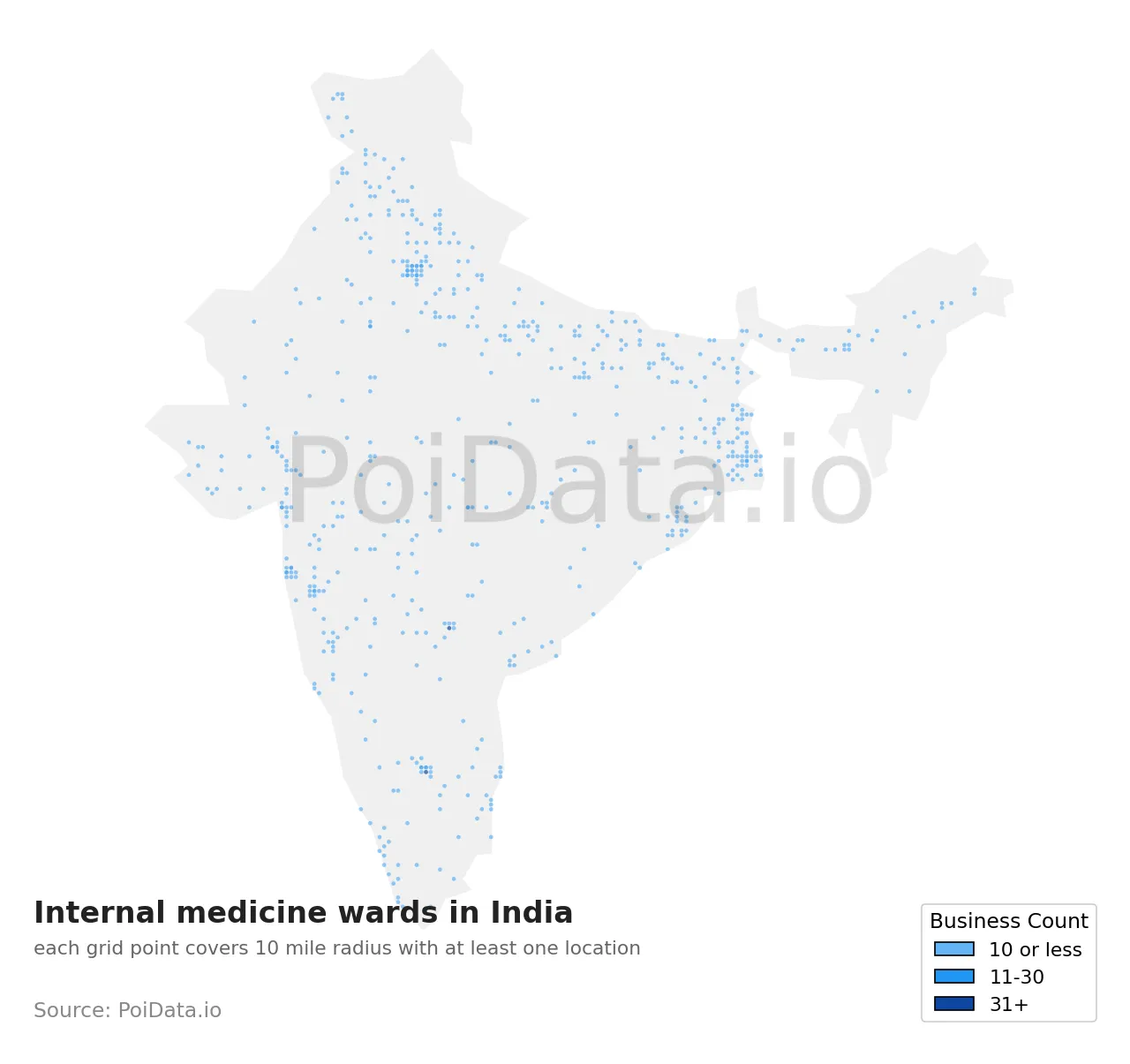 Internal medicine ward density map for India