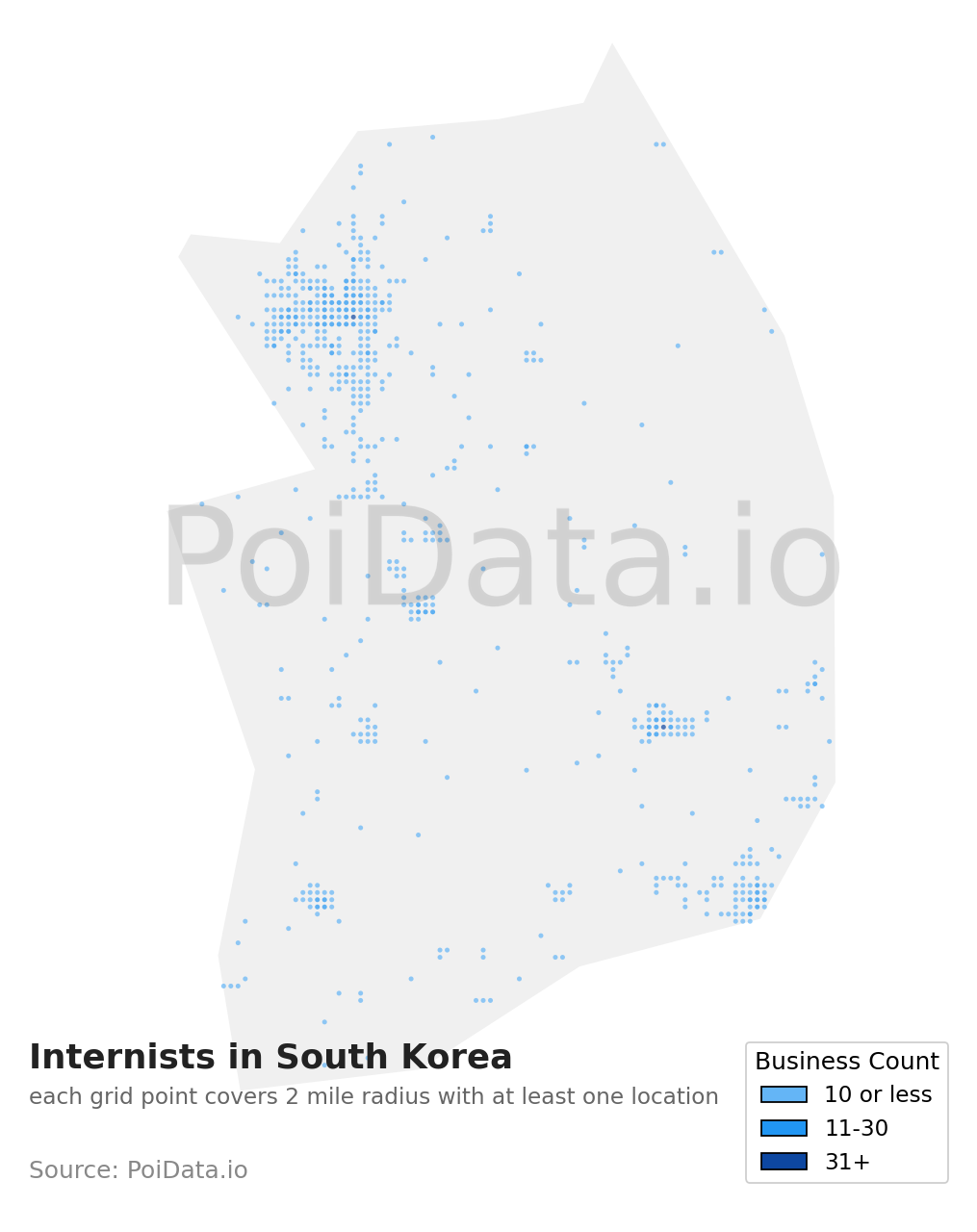 Internist density map for South Korea