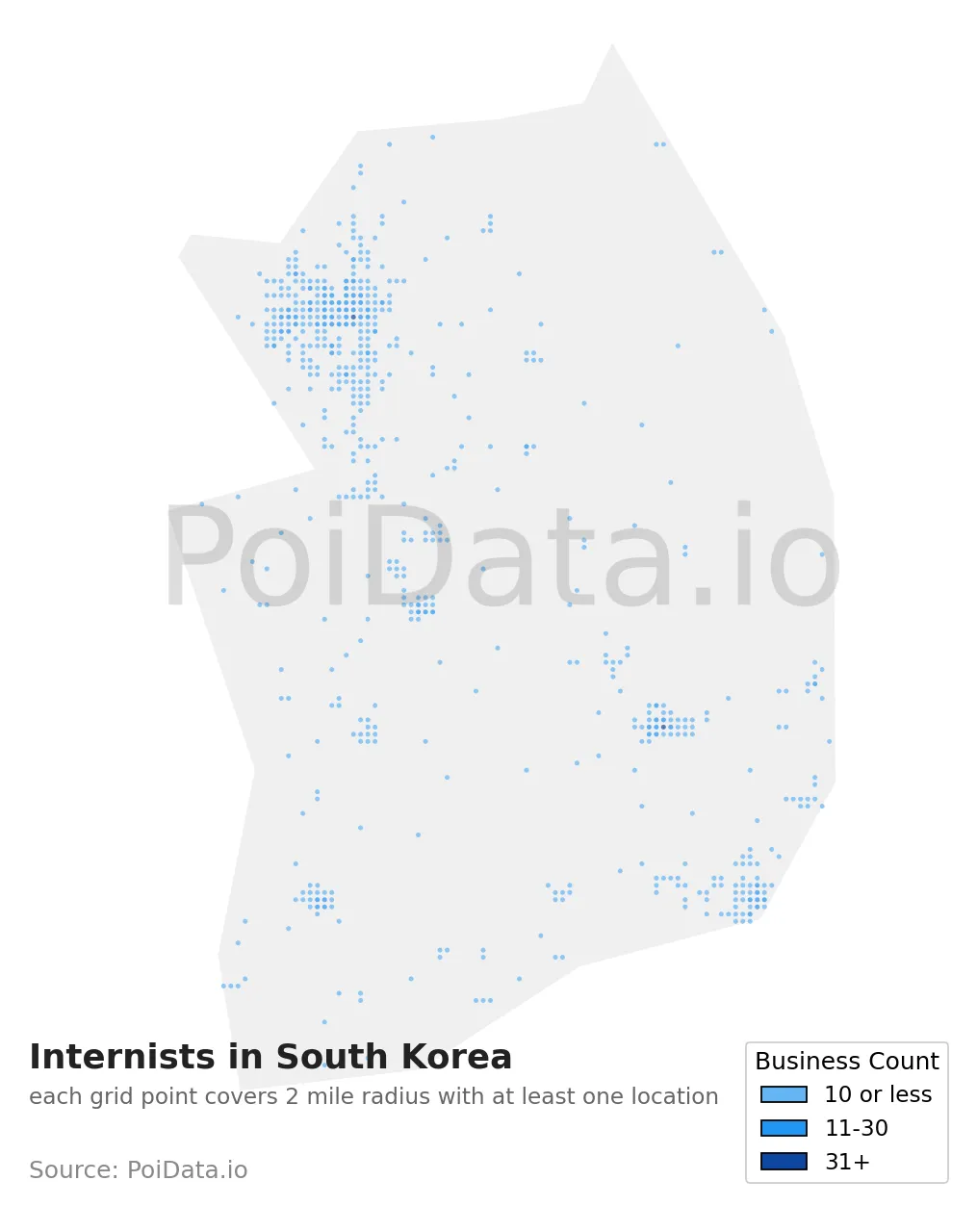 Internist density map for South Korea
