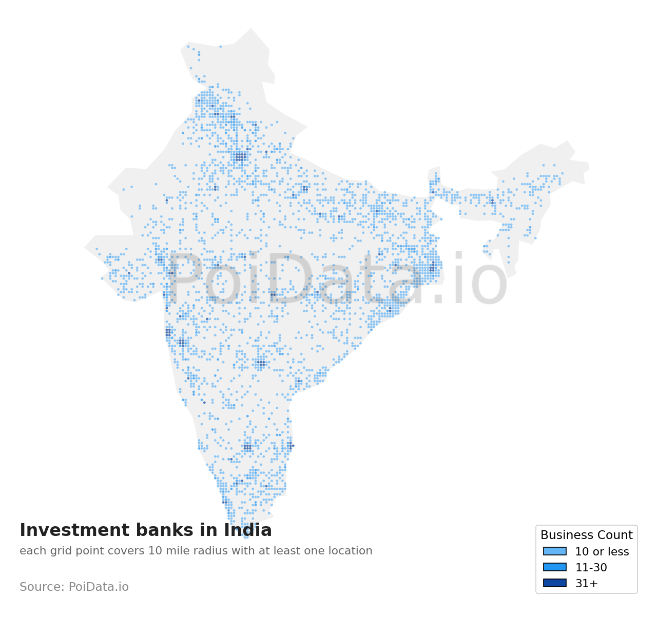 Investment bank density map for India