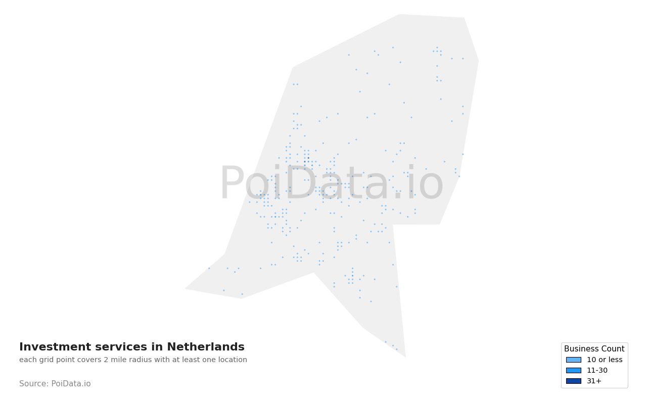 Investment service density map for Netherlands