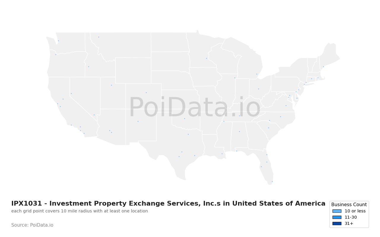 IPX1031 - Investment Property Exchange Services, Inc. density map for United States