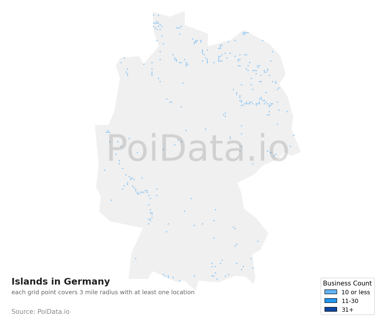 Island density map for Germany