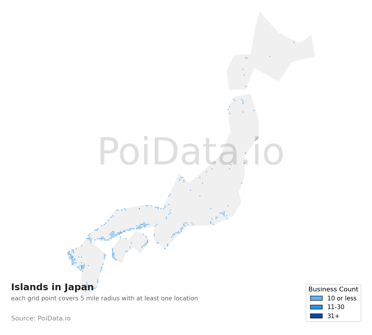 Island density map for Japan