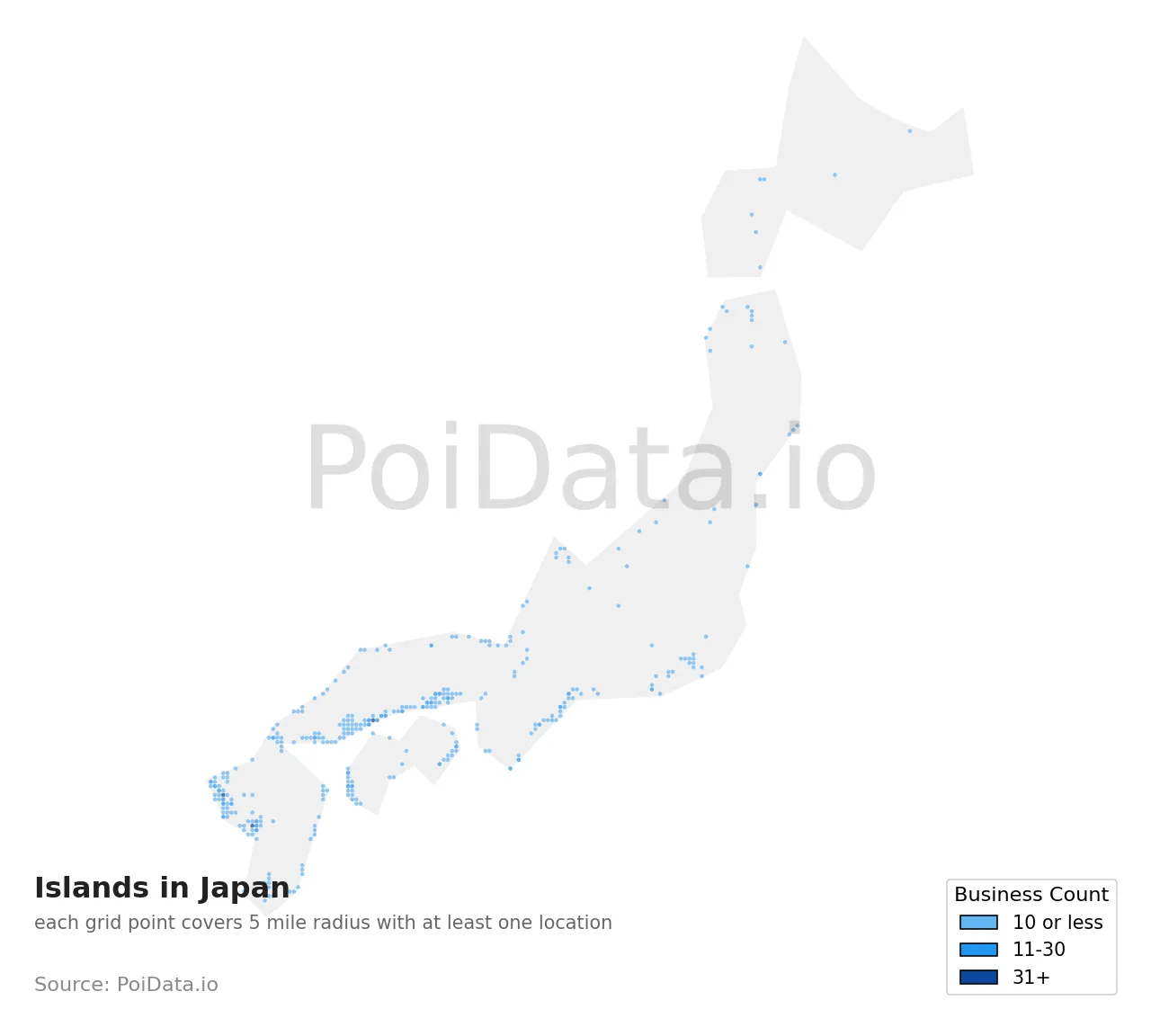 Island density map for Japan