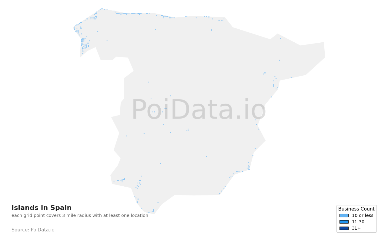 Island density map for Spain