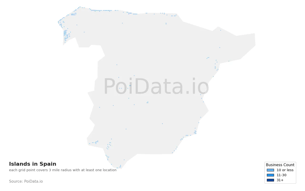 Island density map for Spain