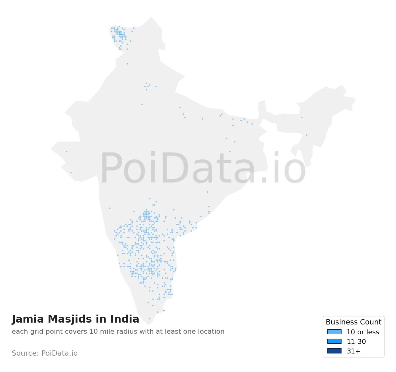 Jamia Masjid density map for India