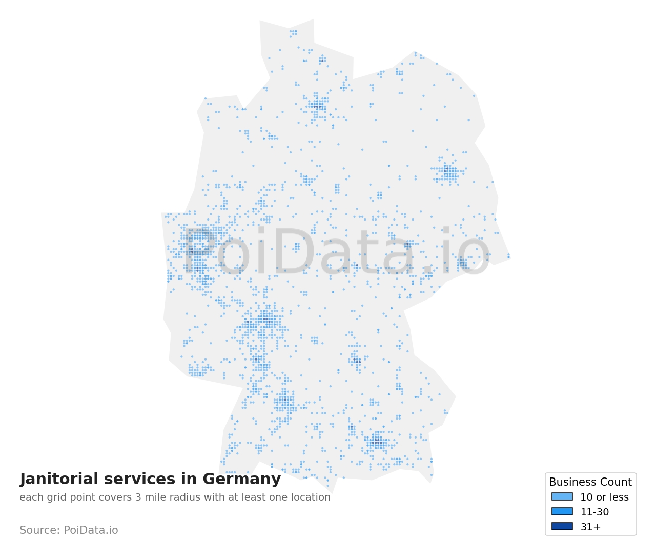 Janitorial service density map for Germany