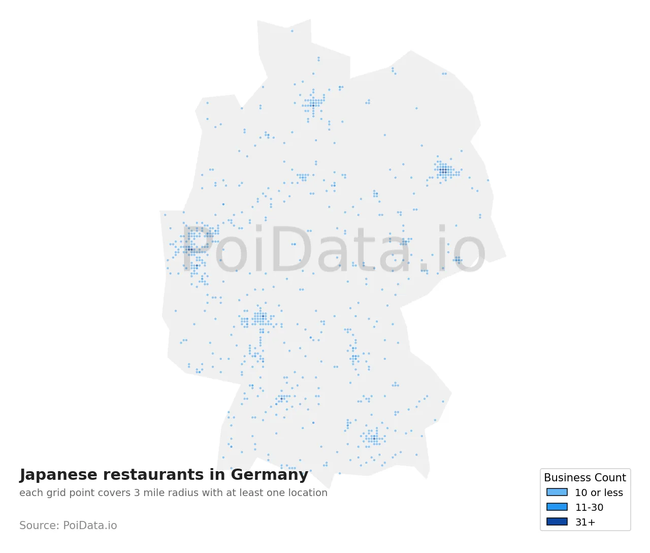 Japanese restaurant density map for Germany