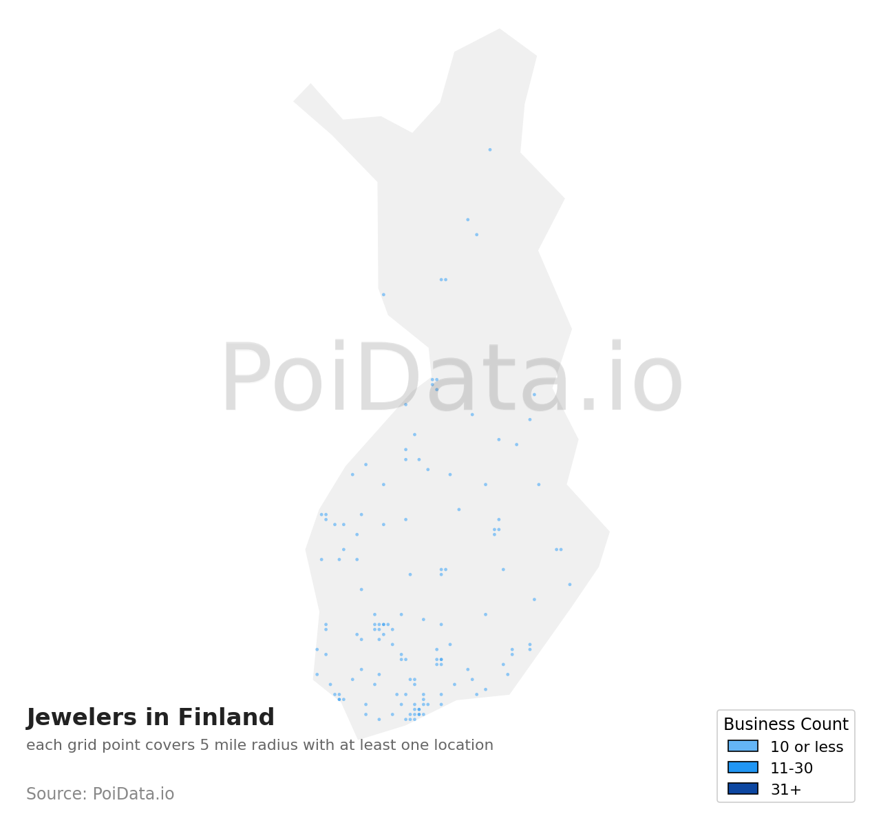 Jeweler density map for Finland