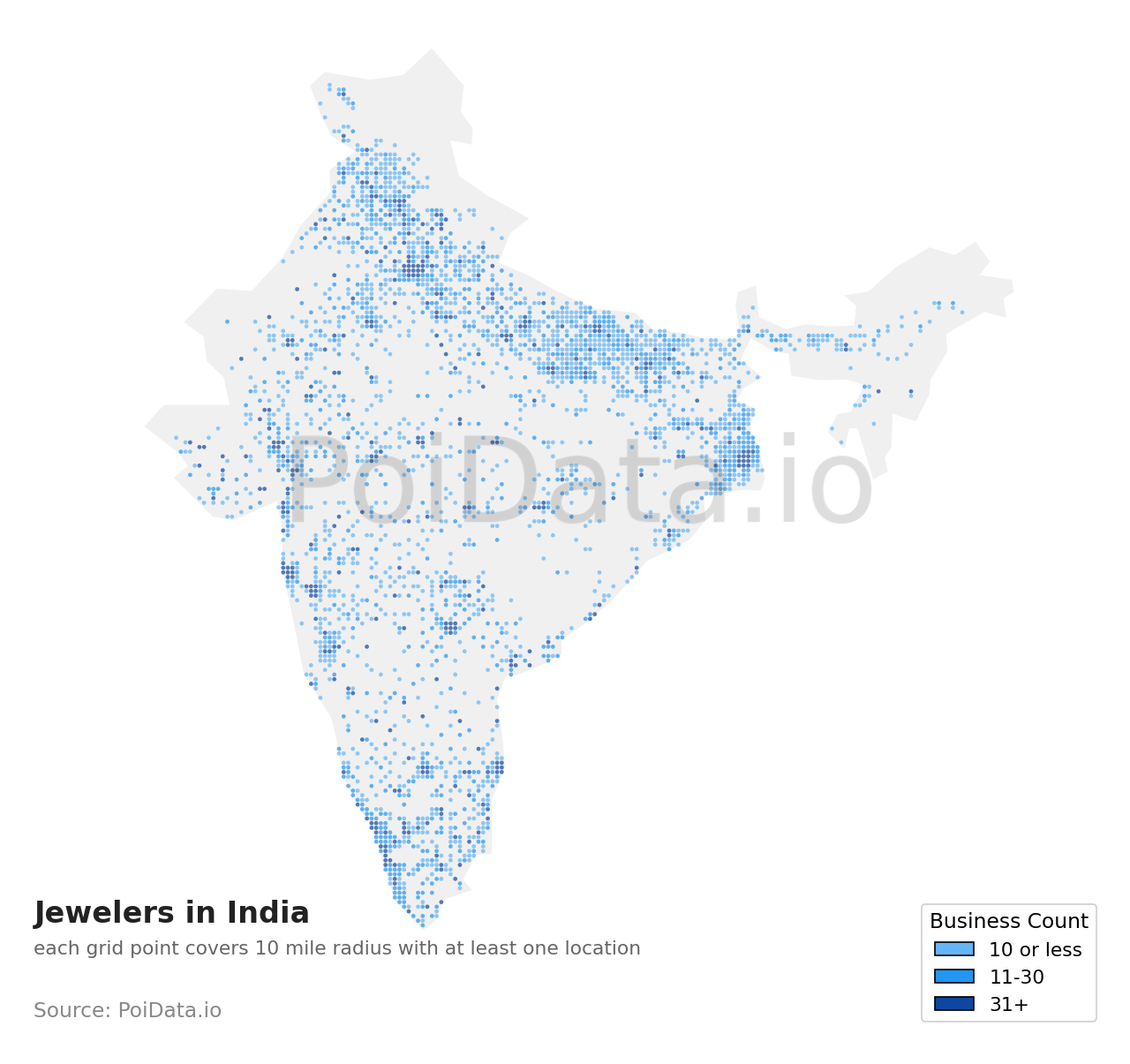 Jeweler density map for India