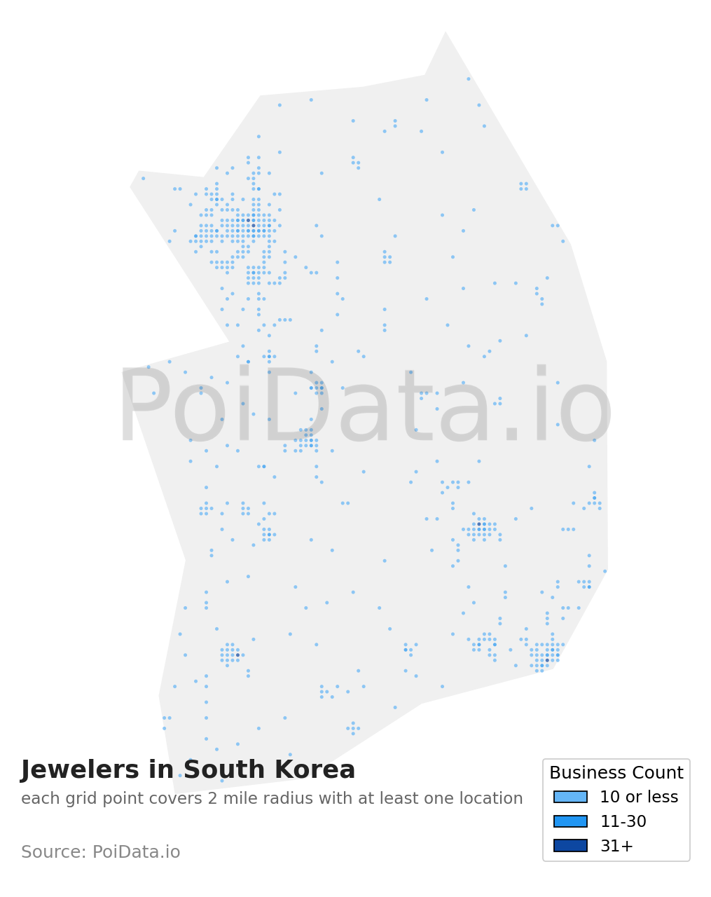 Jeweler density map for South Korea
