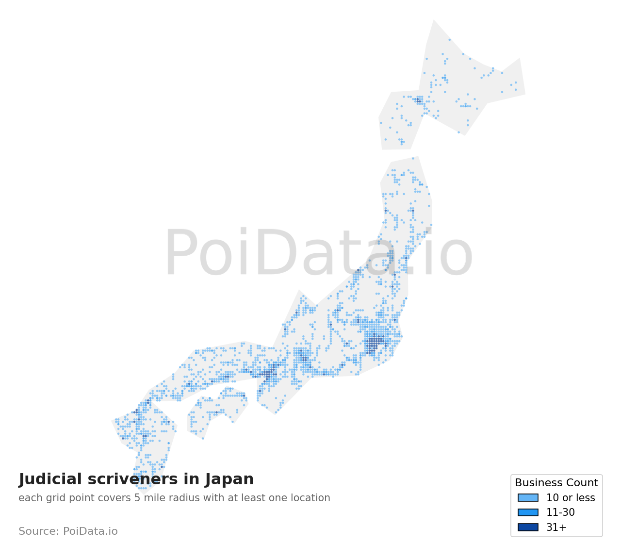 Judicial scrivener density map for Japan