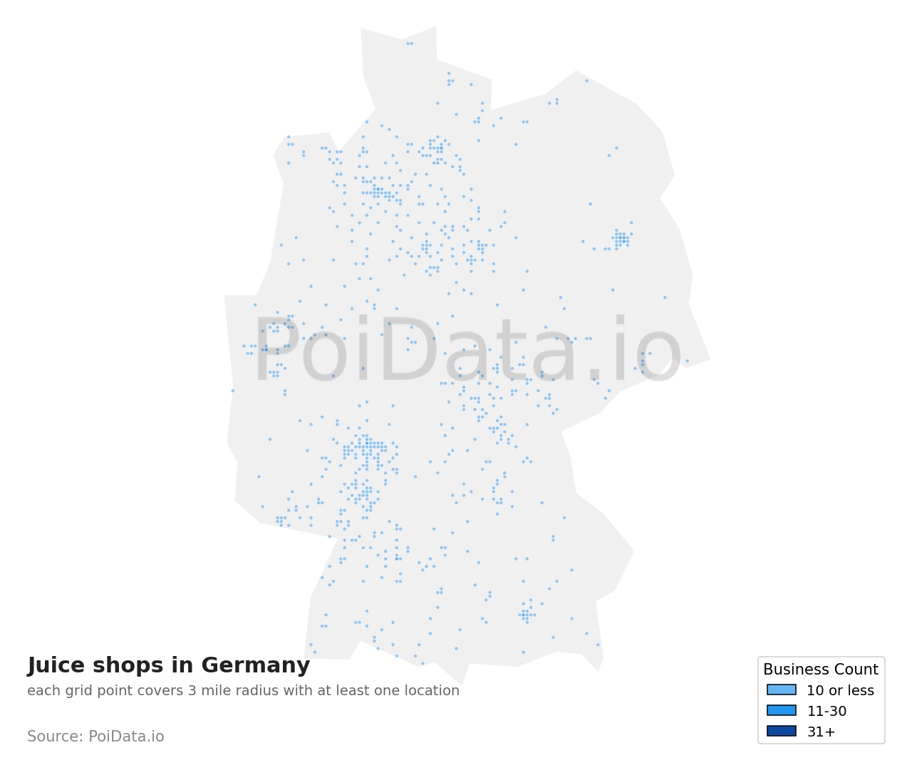 Juice shop density map for Germany