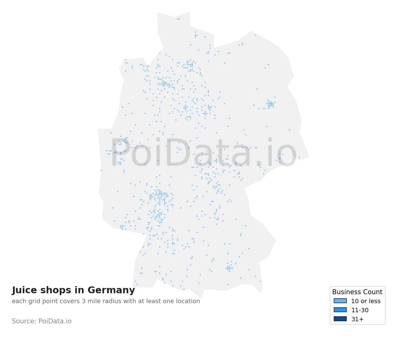 Juice shop density map for Germany
