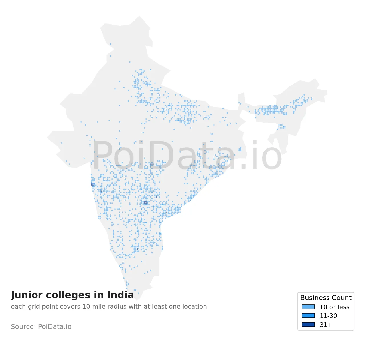 Junior college density map for India