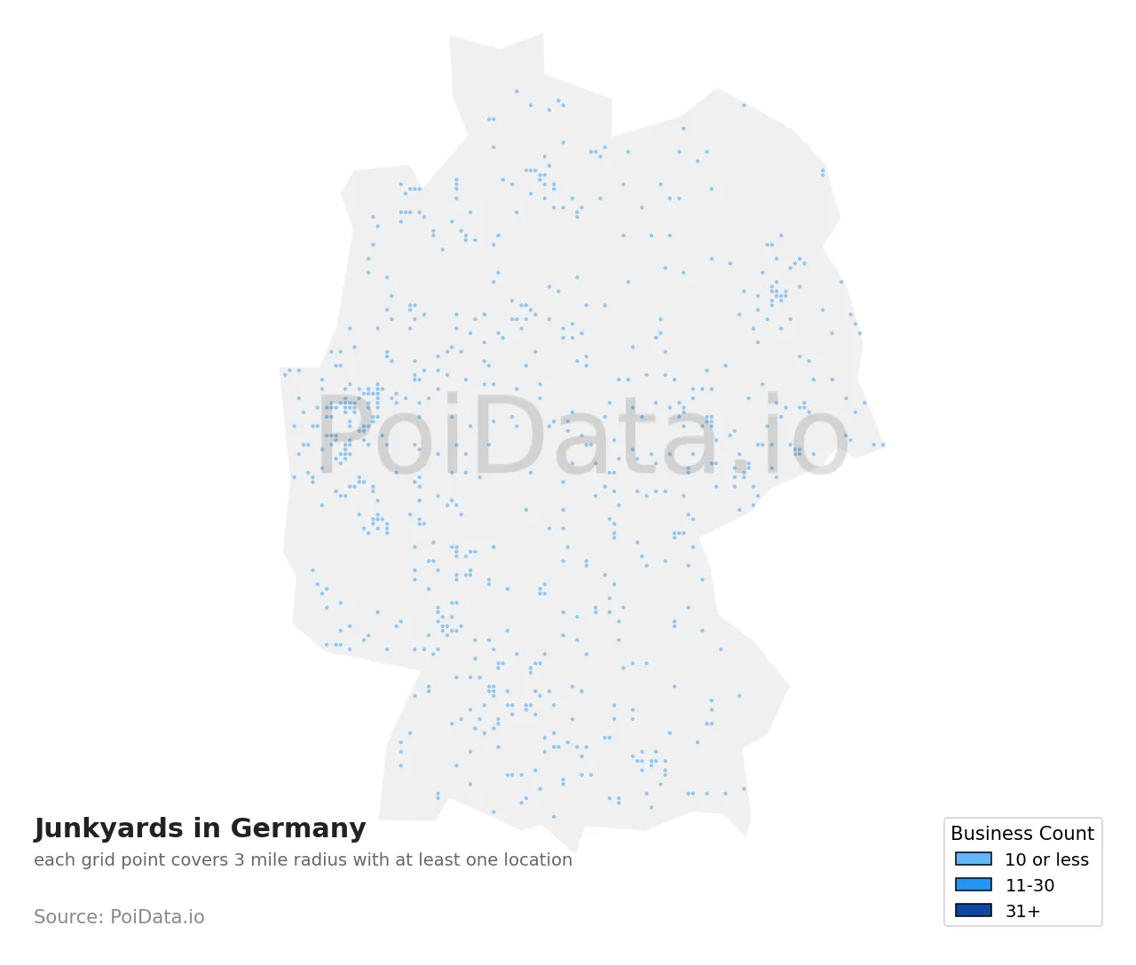 Junkyard density map for Germany