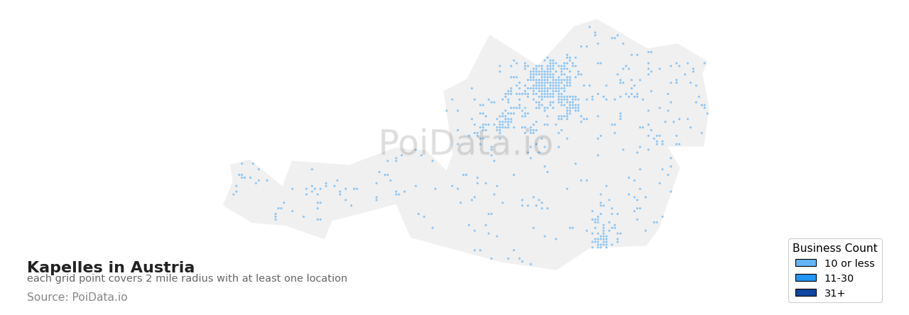 Kapelle density map for Austria