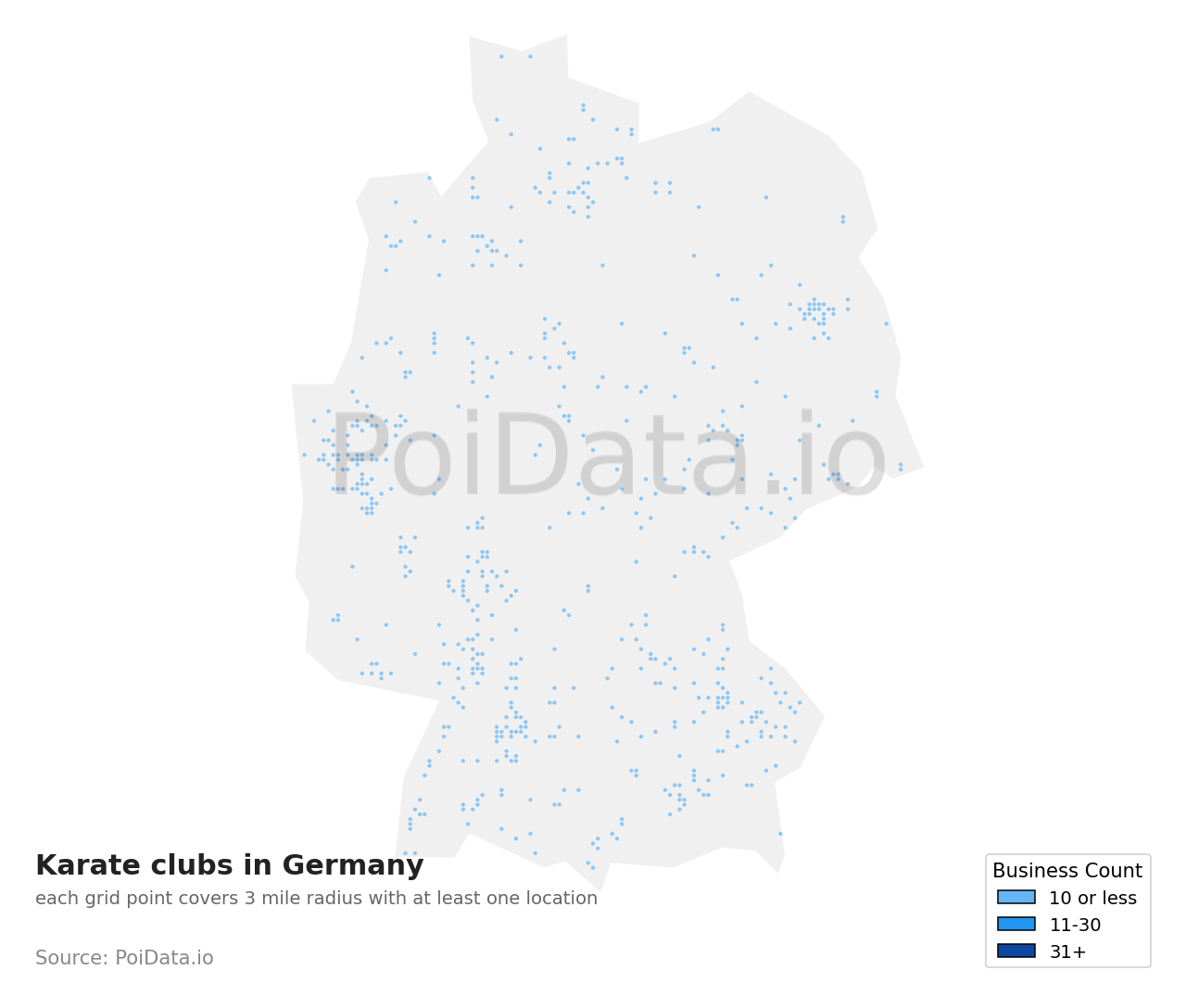 Karate club density map for Germany