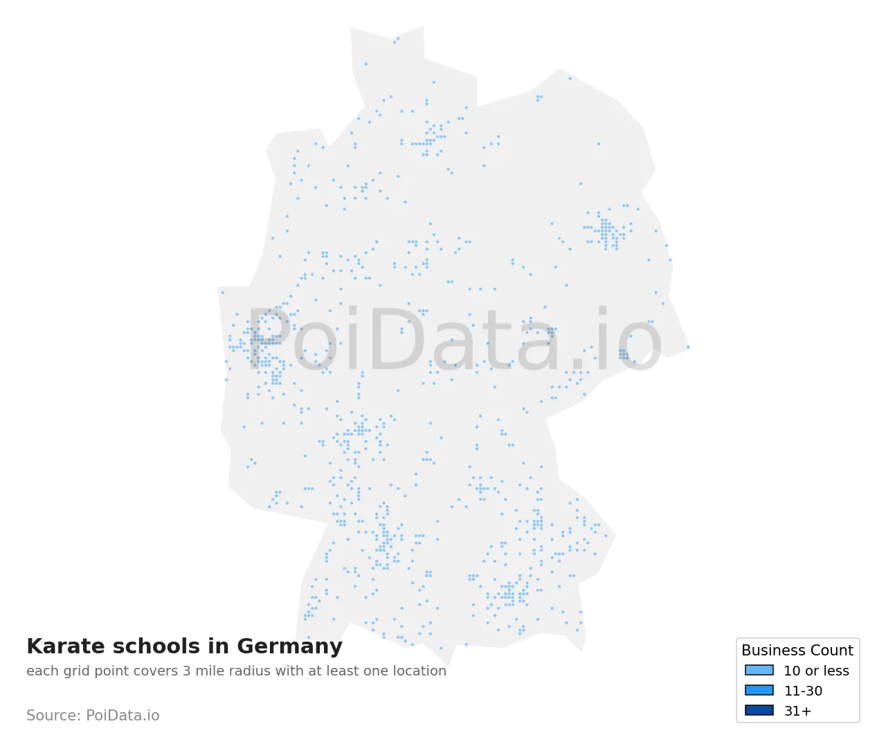 Karate school density map for Germany