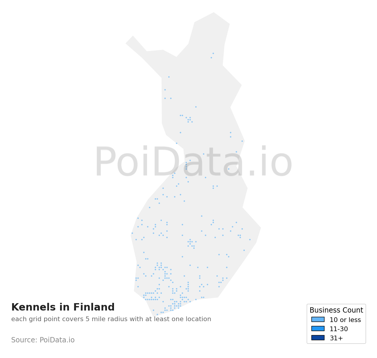 Kennel density map for Finland