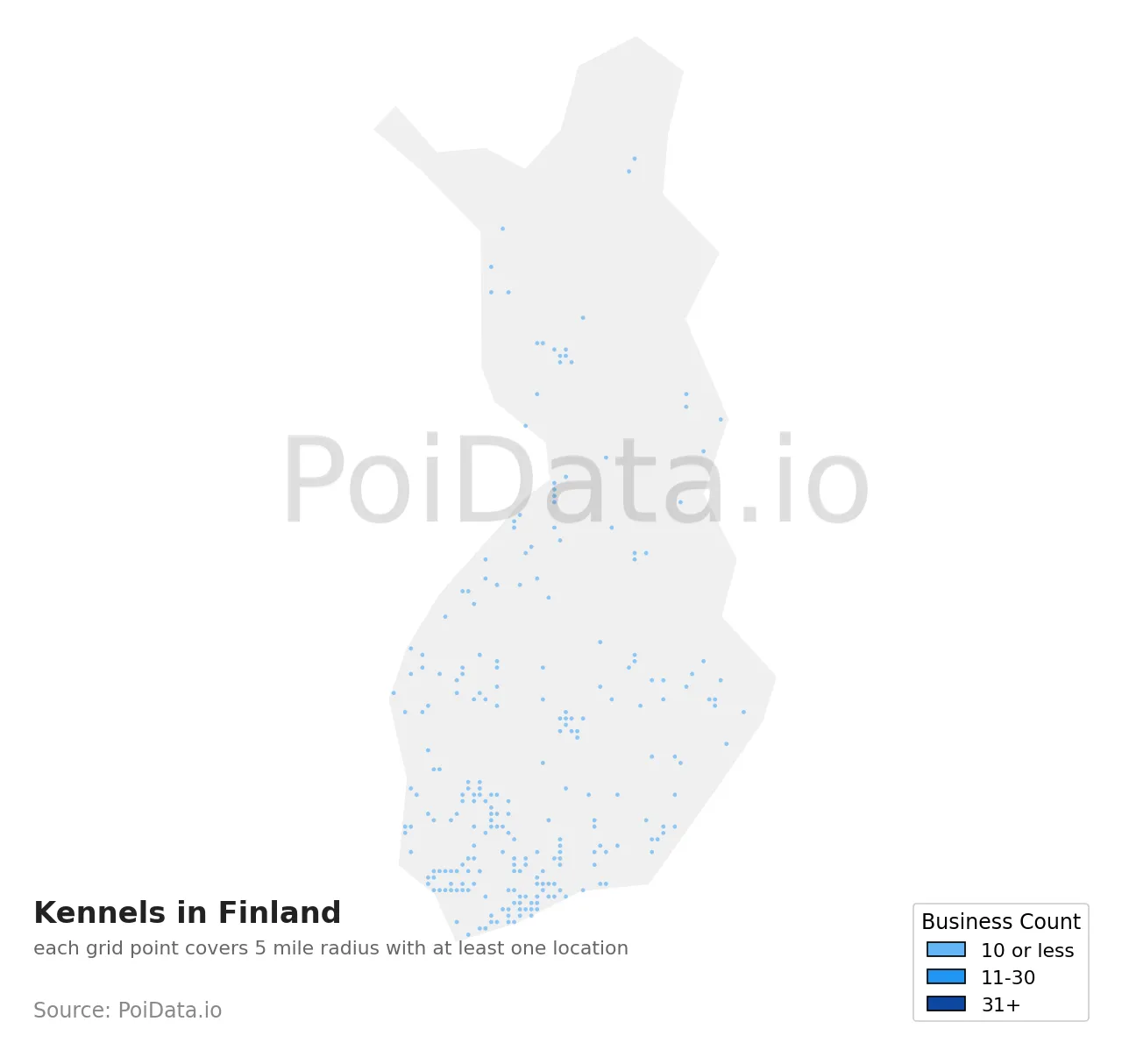 Kennel density map for Finland