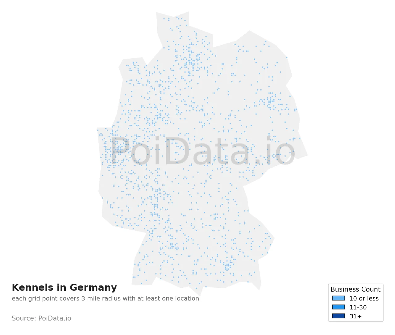 Kennel density map for Germany